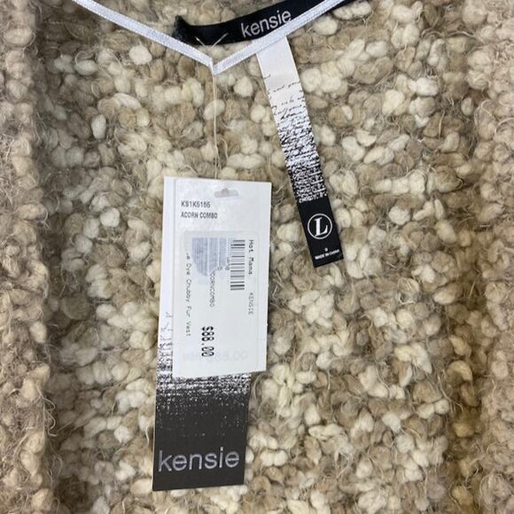 NWT KENSIE Sweater Vest L Chubby Open Front  Sweater Cabin Core Acorn - Picture 4 of 12